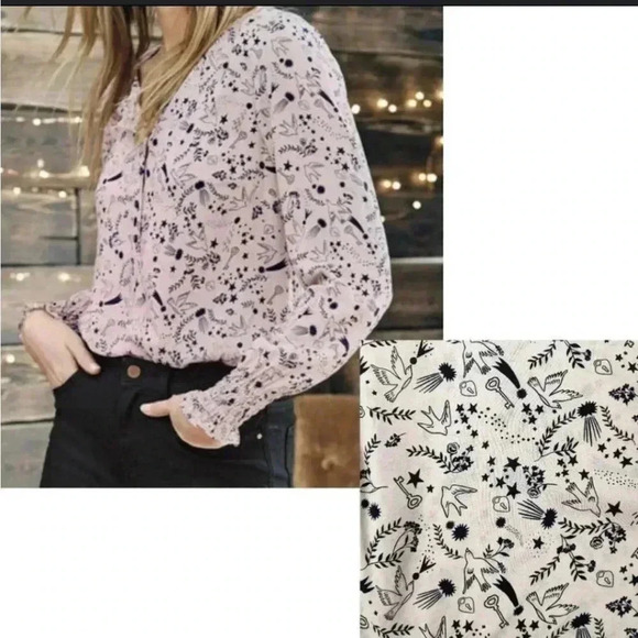 Boden Size 4 Blush Pink Bird Swallows Top - Picture 1 of 5